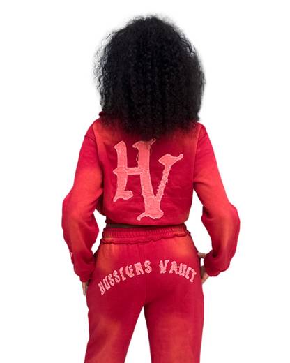 DISTRESSED RUBY WASH ZIP UP