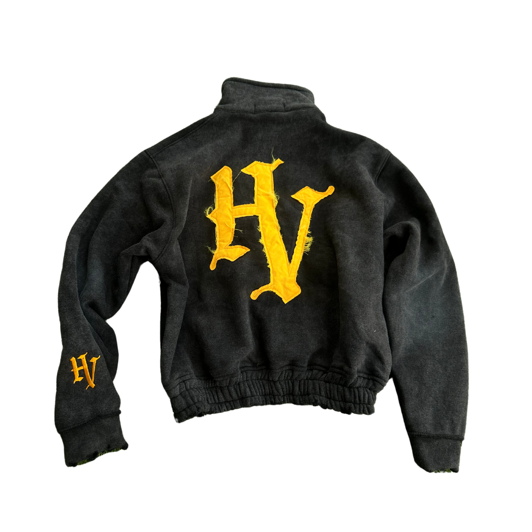 DISTRESSED ACID WASH ZIP UP